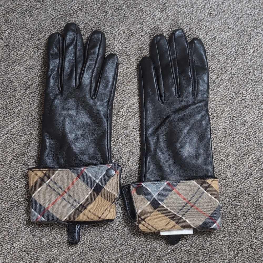 Lady Jane Tartan Cuff Leather Gloves